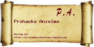 Prohaska Anzelma névjegykártya